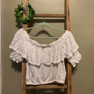 Free people off the shoulder eyelet top